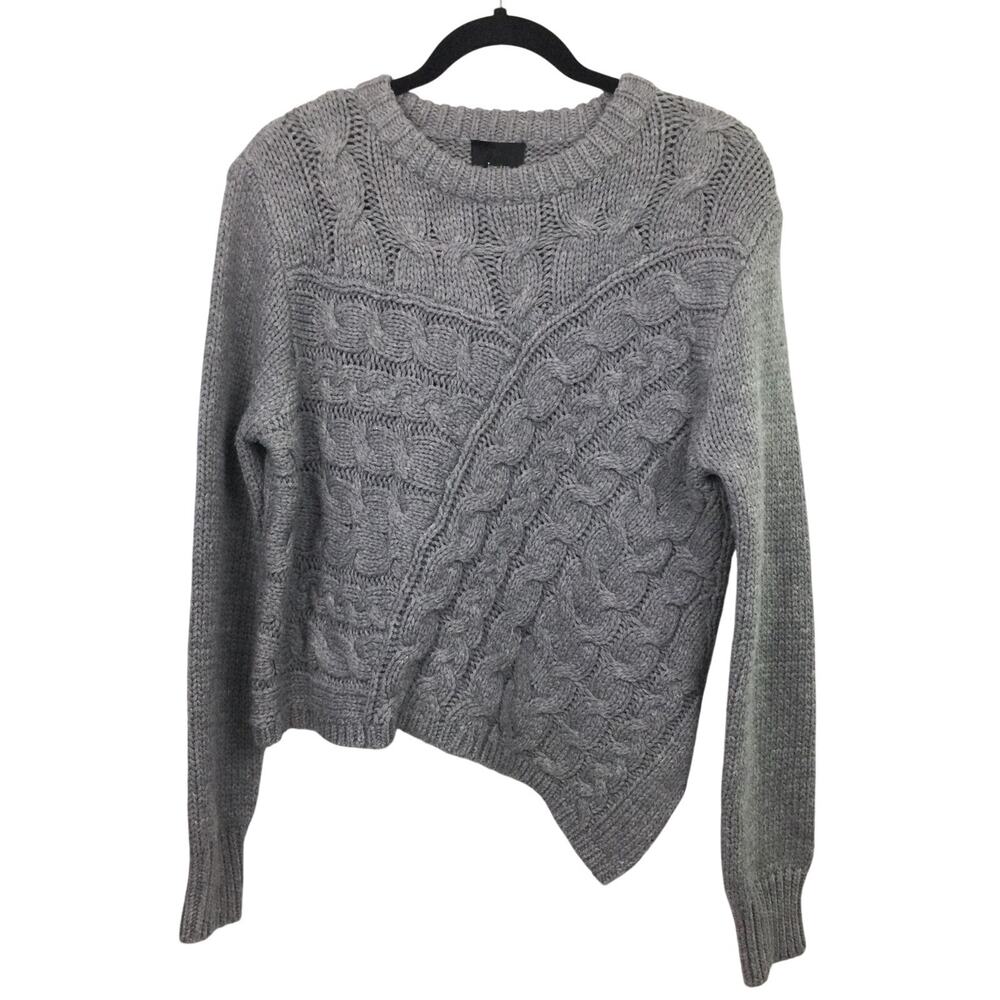 Lumiere Grunge Asymmetric Patchwork Mixed Stitch Slouchy Chunky Knit Sweater M